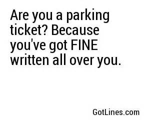 Are you a parking ticket? Because you've got 'fine' written all over you!
